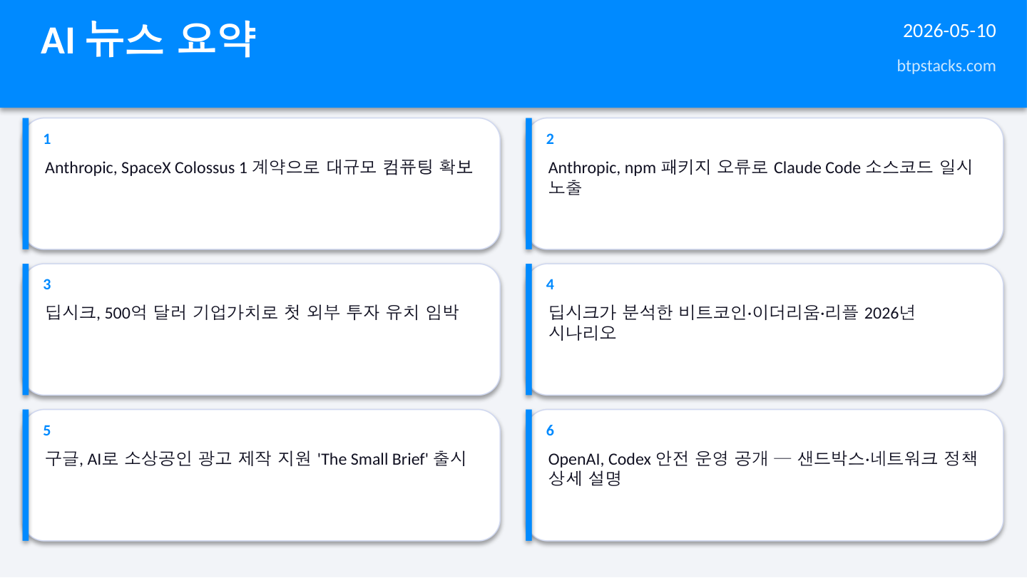 AI 뉴스 요약 2026-05-10